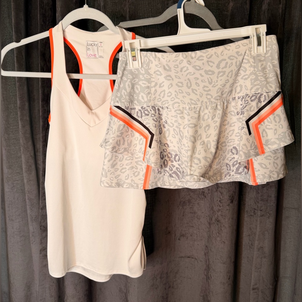 Lucky in Love Tank and Gray Leopard Skirt